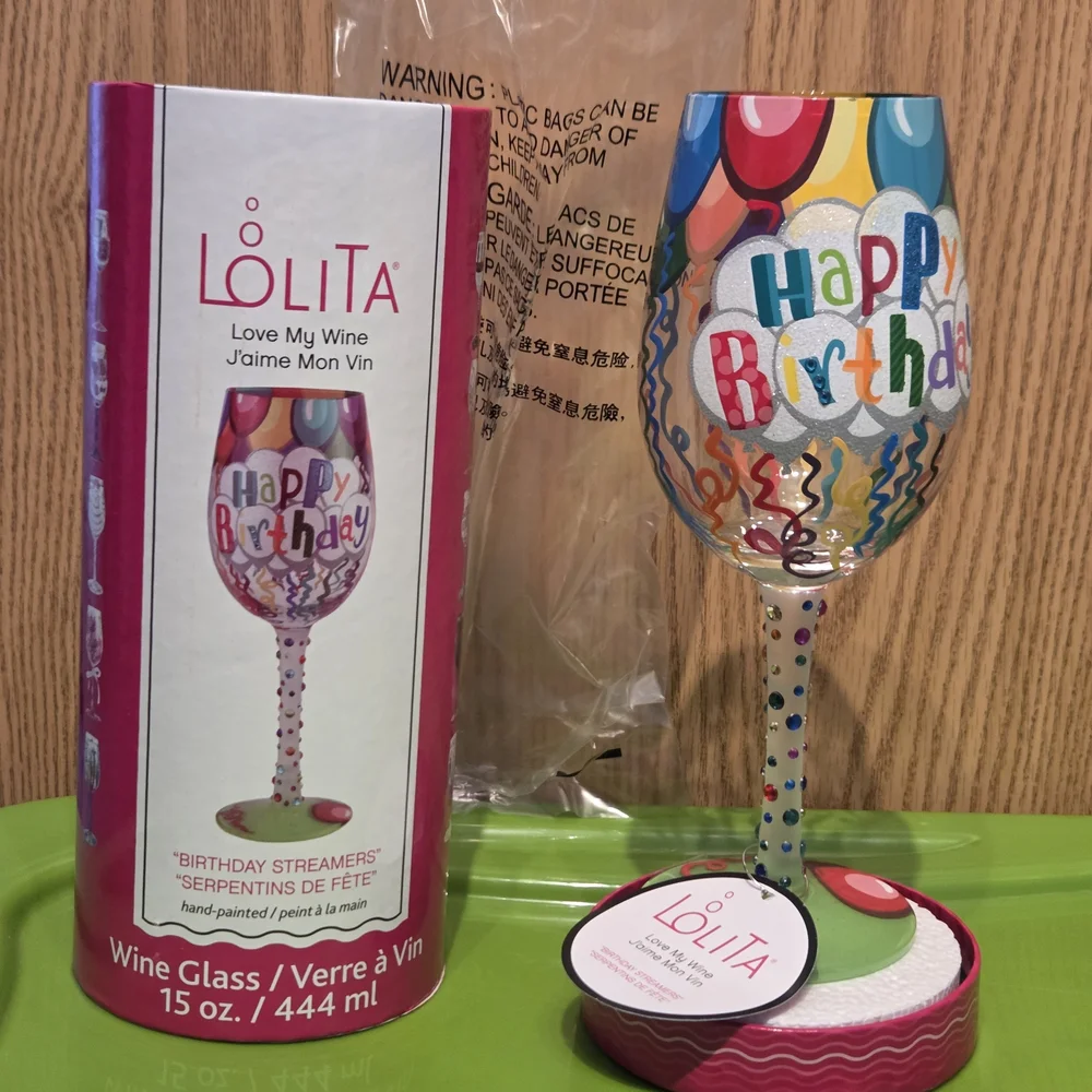 Lolita Happy Birthday Wine Glass